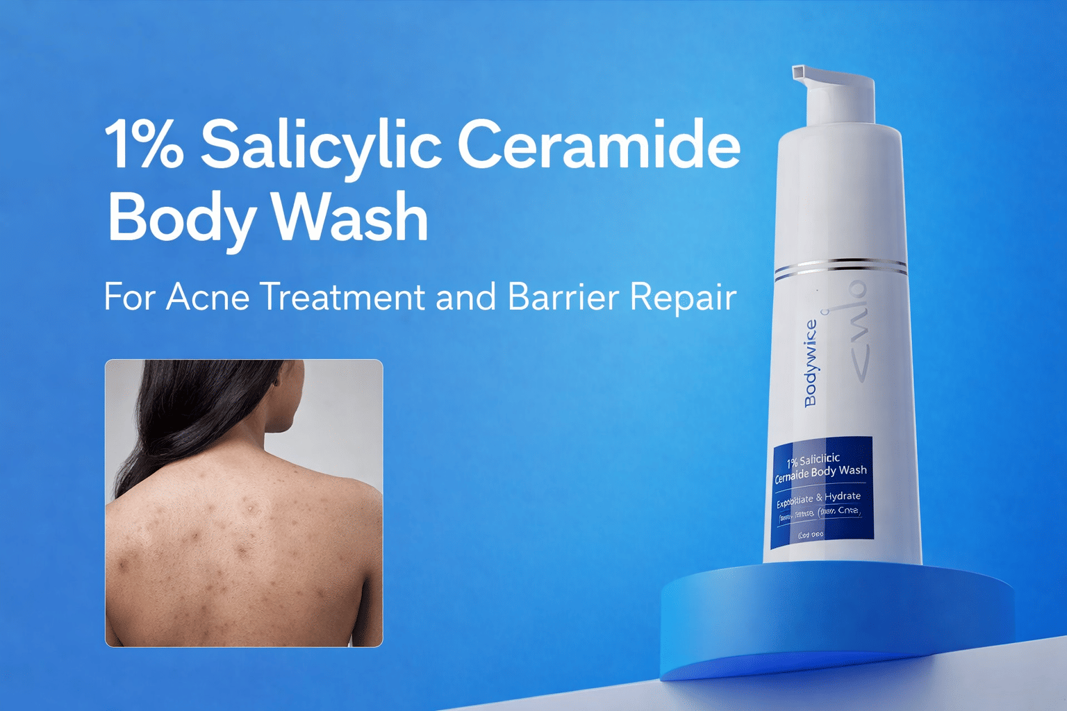1% Salicylic Ceramide Body Wash: Dual-Pump System for Acne Treatment + Barrier Repair
