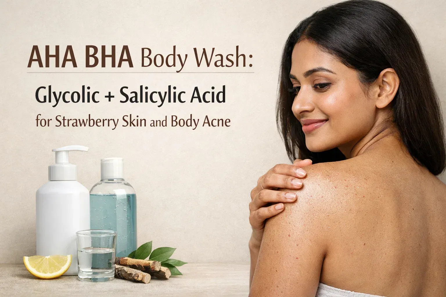 AHA BHA Body Wash: Glycolic + Salicylic Acid for Strawberry Skin and Body Acne