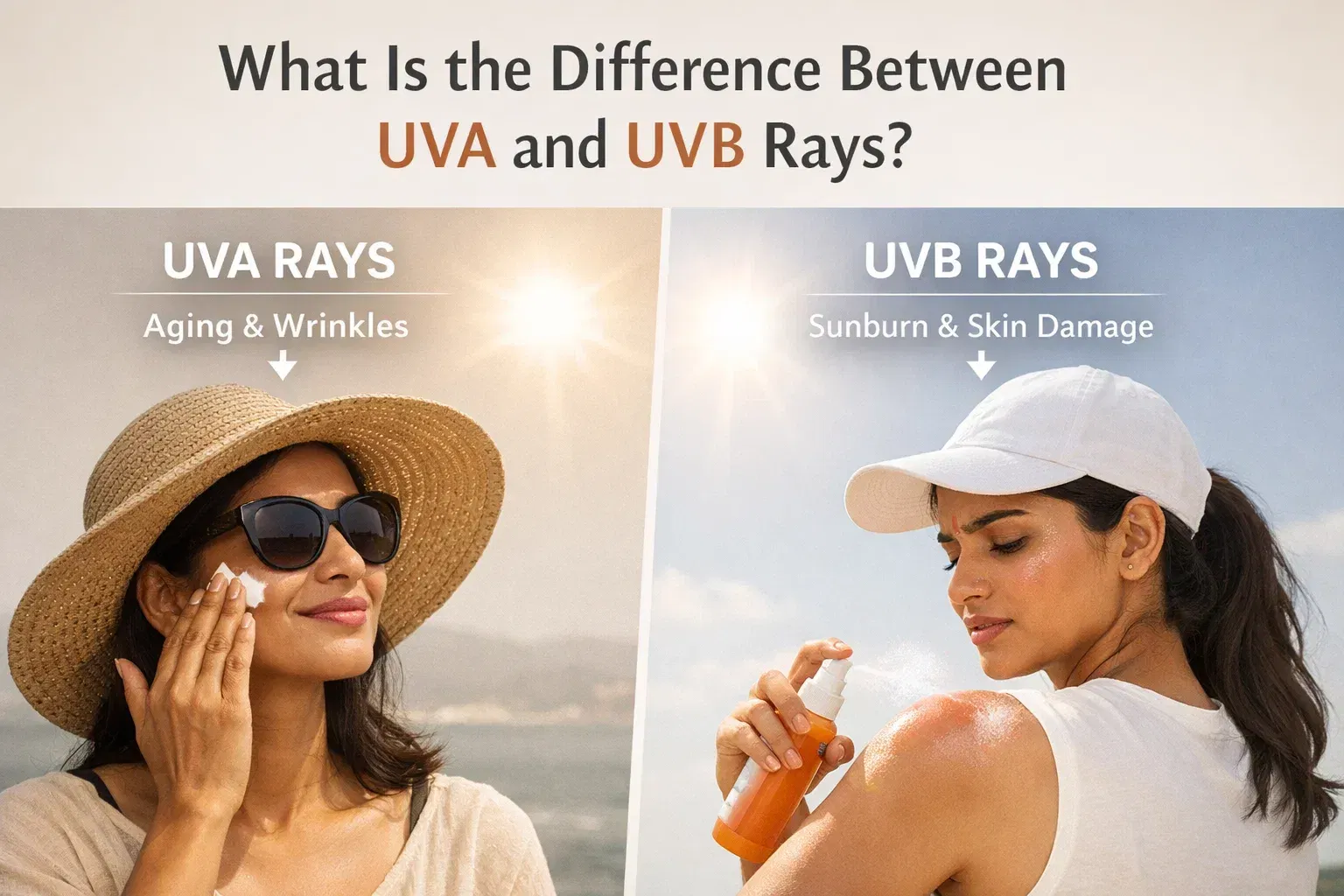 uvb and uva rays on skin women