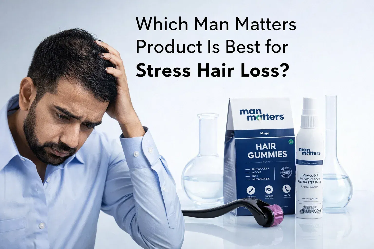 man matters product guide for stress hair loss
